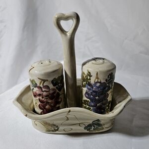 Vintage Tabletops Unlimited Cabernet Collection Salt Pepper Shakers With Caddy
